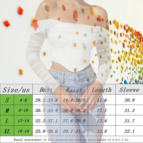 Size S/M..Corset Tops for Women Off The Shoulder Crop Long Sleeve Bustier Boned Concert Going Out Tops