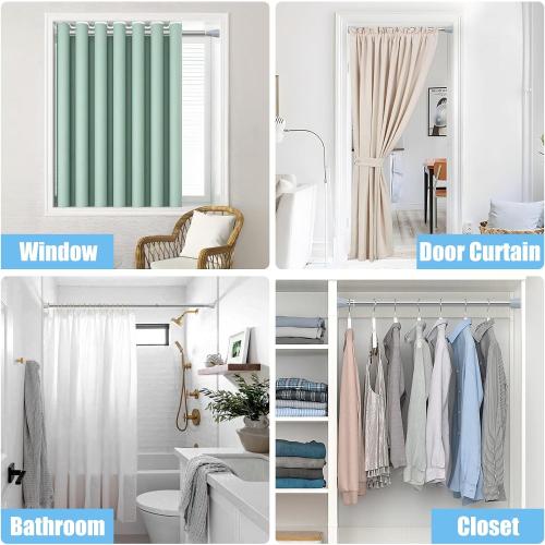 AIZESI Tension Curtain Rod Spring Tension Rods for Windows 28 to 48 Inch, 7/8 Diameter Silver, Adjustable Curtain Rods No Drilling, Shower Curtian Rod for Bathroom, Doorway, Closet