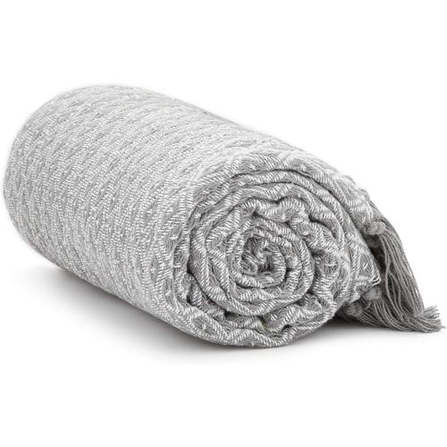 Americanflat 50x60 Throw Blanket - Soft and Breathable Cotton Throw Blanket for Couch, Bed, Chair - Decorative Blankets Perfect for Home, Office, or Outdoor Use - Grey and White Mini Diamond Design