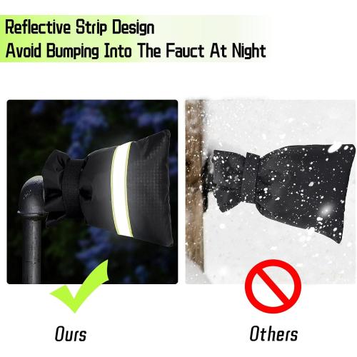 BKACK AND GREEN 2 Pack Outdoor Faucet Covers for Winter, 8.2 W x 20 H Outside Yard Hydrant Protector Socks Winter, Insulated Hose Bib Protector Cover, Spigot Pipe Cover Freeze Protection Black