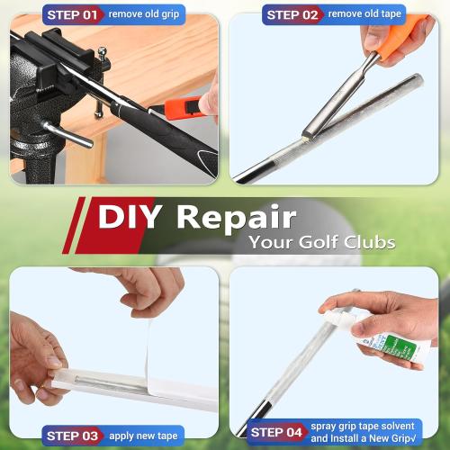 AugFir Golf Grip Kit for Regripping Golf Clubs, Portable Table Vise Rubber Clamp for Golf Grip Removal Tool with Solvent, Golf Club Regripping Kit