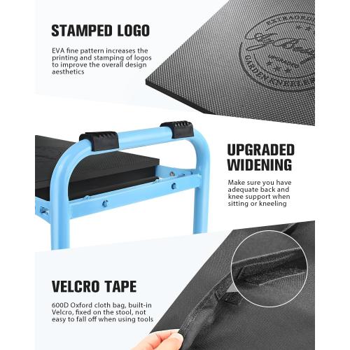 AZBESTPRO Garden Kneeler and Seat, Upgraded Foldable Heavy Duty Gardening Stool - Widened to 10 Stable Wear-Resistant Prevent Knee and Back Pain, Bench High-End 2 Large Tool Bags Gift for Men Women