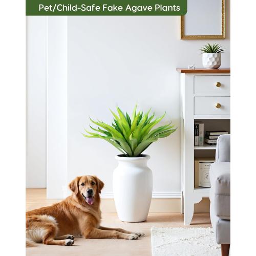 Velener Outdoor Fake Agave Artificial Plant, Unpotted Fake Plant for Room Decor, UV Resistant Faux Agave Plant for Outdoor/Indoor Decor, 22 inches, 2 Pack(43 Leaves)