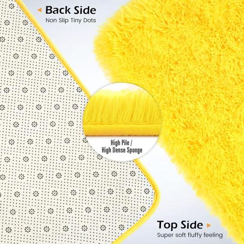 Amearea Premium Soft Fluffy Rug 4x5.3 Feet, Fuzzy Area Rugs for Bedroom, Shag Carpet for Living Room Nursery Kids Room Decor, Comfortable Indoor Furry Dorm Carpets, Yellow