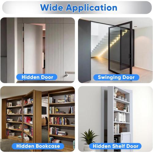 2 Pcs Stainless Steel Hidden Door Hinge, Pivot Hinge, Up to 570Lbs Load-Bearing, Hidden Door Bookcase Hinge, Heavy Duty Swinging Door Hinge 360° Rotation for Secret Door or Concealed Door