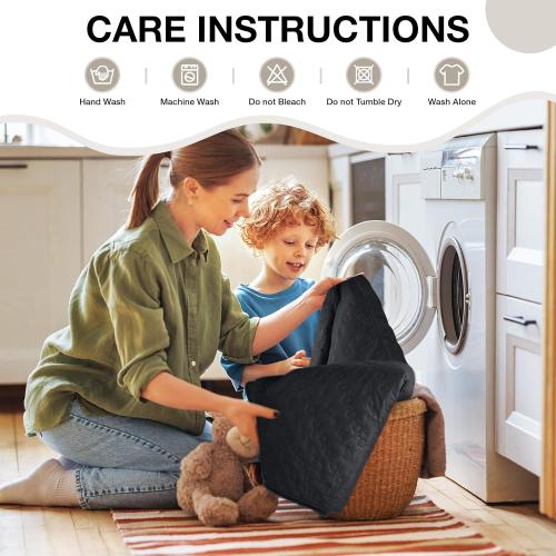 VANSOFY 100% Waterproof Recliner Chair Cover, Recliner Cover with Non-Slip Granule, Washable Reclining Chair with Pocket Furniture Protector for Kids, Pets(Black, 30)