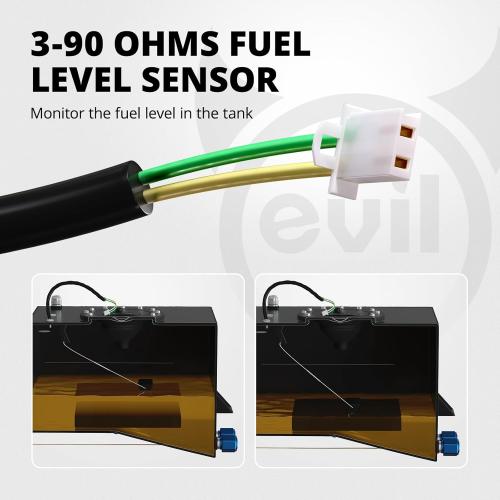 EVIL ENERGY 10 Gallon Fuel Cell Gas Tank Aluminum with Level Sender Black Street Drift