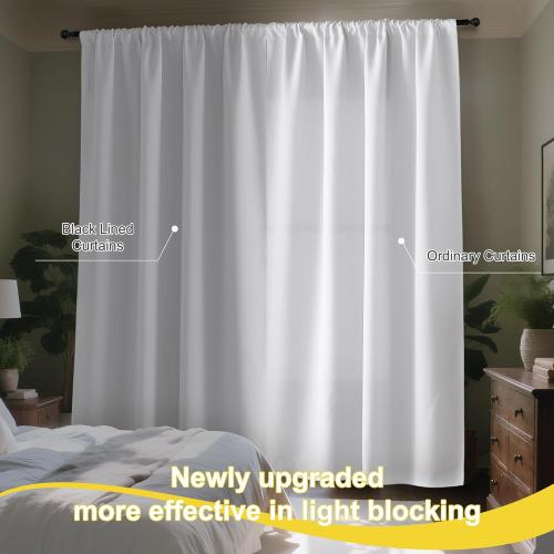 NICETOWN 100% Blackout Curtain Panels, Rod Pocket Window Curtains with Black Liner for Nursery, 84 inches Drop Cold and Full Light Blocking Draperies (White, 2 Pieces, 52 inches Wide Each Panel)