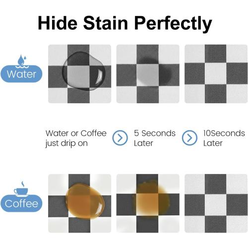 Clinuse Coffee Mats, 24x16 Checkered Dish Drying Mat for Kitchen Counter, Quick Dry Mat, Diatomite Absorbent Aesthetic Large Drying Mats for Coffee Bar - Black White
