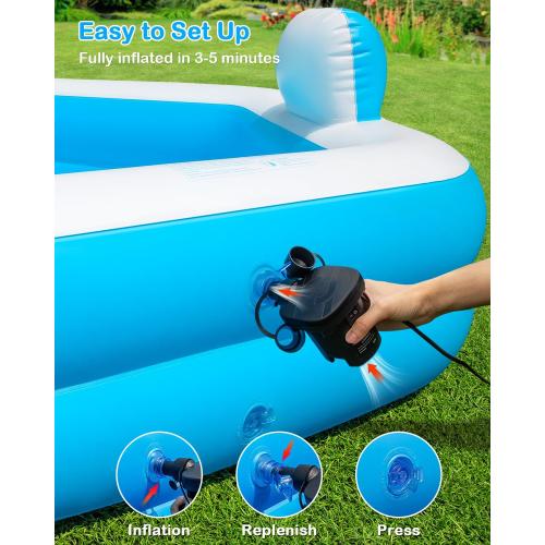 Inflatable Pool for Adults, 77 X 71 X 22 Large Blow Up Pool with Pump, Oversized Thickened Full Size Family Swimming Pools for Outdoor Backyard Summer Water Party Indoor Use