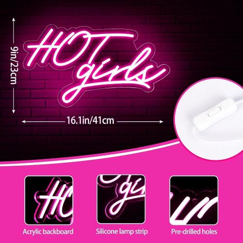 Size 16.1x 9.4 Color Pink You Glow Girl Neon Sign for Wall Decor, Hot Girls LED Light, 16.1 * 9.4 Inch (D069)