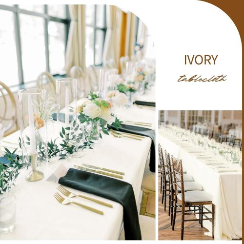 fani 10 Packs Ivory Tablecloth - 60 x 102 Inch for 6Ft Tables | Washable Polyester Fabric, Stain Wrinkle Resistant Rectangle Table Cloth for Wedding Banquets Parties Buffet Dining