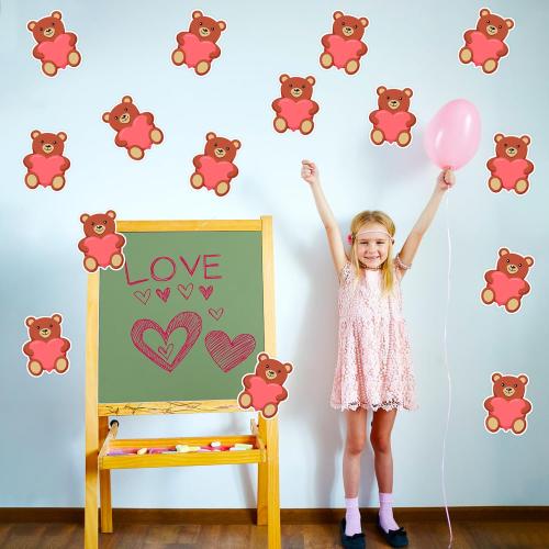50 PCS Valentine’s Day Cutouts for Bulletin Board Decor, Cute Valentines Bear Paper Cut Outs for Valentine’s Day Crafts Anniversary Weddings Classroom Office Wall Party Decorations