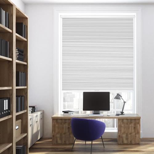 Cordless Cellular Shades, No Drill No Tools Honeycomb Window Blinds, Blackout Light Blocking Cellular Shades for Window, Thermal Insulation Blinds, Easy to Install, White 40 W x 64 H
