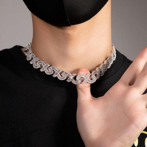 ICEDIAMOND 15MM Baguette CZ Diamond infinity Cuban Link Chain Necklace, Iced Out Fully Bling Zirconia Hip Hop Trend Cool Rapper Jewelry for Men Women