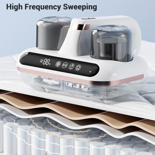 White Mattress Vacuum Cleaner, Handheld Bed Vacuum Cleaner 16Kpa Suction Low Noise with 4 Filter, Cordless Handheld Bed Vacuums Effectively Clean Up Bed, Pillows, Sofas, Carpets