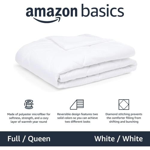 LINENESPA Comforter Blanket Full/Queen, Reversible Lightweight Microfiber All Season Blanket, White