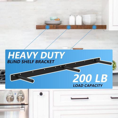 34 Inch Heavy Duty Blind Wall Mount Floating Shelf Bracket - Hidden Shelf Bracket with 150 LB Weight Capacity -3/4 Inch Solid Steel Support Rods