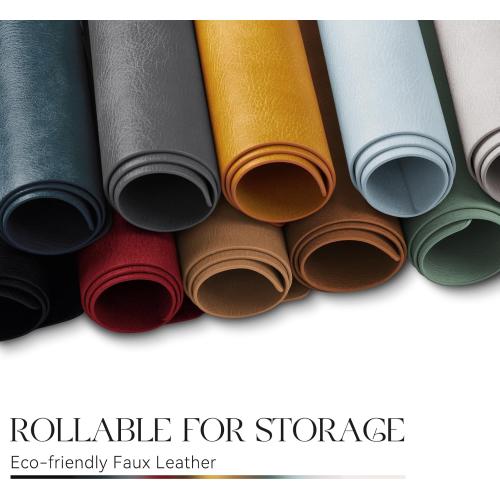 MOSAYT Vinyl Placemats Set of 8-12 X 17 Inch - Faux Leather 100% Waterproof Oil-Proof Wipeable PU Place Mats, Heat Resistant Reversible Table Mats for Kitchen, Dining, Outdoor (Light Grey)