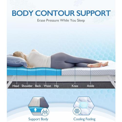 SINWEEK 2 Inch Twin Cooling Memory Foam Mattress Topper for Pressure Relief, Bed Mattress Pad with Cooling Soft Cover and Corner Straps, CertiPUR-US Certified