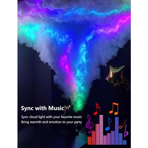 16.5 FT Cloud Lights for Ceiling, Upgraded Thundercloud Music Sync Multicolor Changing Strip Light, Atmosphere DIY Creative Thunder Cloud Lamp Wall Ceiling Light for Bedroom Gaming Room Party