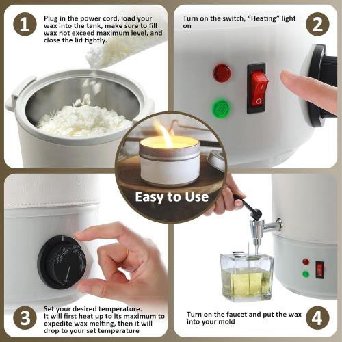 TCFUNDY Candle Making Wax Melting Pot 10L, Electric Non-Stick Candle Wax Melter Pot 10L, DIY Candle Making Kit for Adults, Beeswax Soy and Coconut Wax