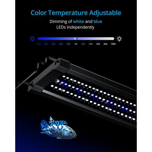 NICREW ClassicLED Gen 2 Aquarium Light, 40 Watts, Dimmable LED Fish Tank Light with 2-Channel Control, White and Blue LEDs, Size 48 to 60 Inch