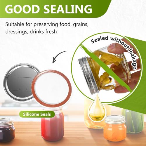 Canning Lids and Rings Regular Mouth, 24Pcs Split Type Metal Mason Jar Lids with Bands for Regular Mouth Ball, Kerr Jars - Food Grade with Silicone Airtight Seal Premium Small Canning Lids