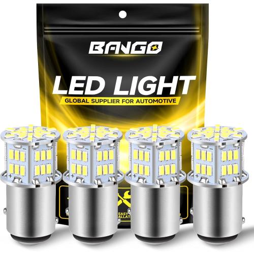 BANGO 1157 LED Bulb White Backup Reverse Light, 2057 2357 7528 BAY15D Super Bright for Car LED Back Up Tail Brake Parking Lights, 4 Pack