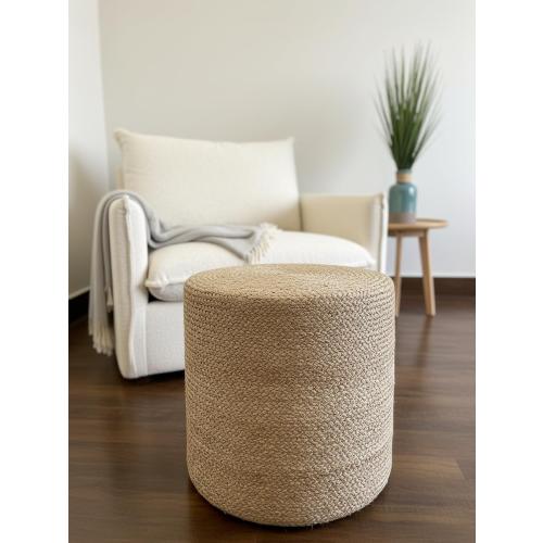 S & L Homes Pouf Ottoman - 100% Natural Jute Braided- Hand Knitted - Traditional Cord Boho Pouffe - for The Living Room, Bedroom, Nursery, Patio, Lounge (16 x 16 x 16)