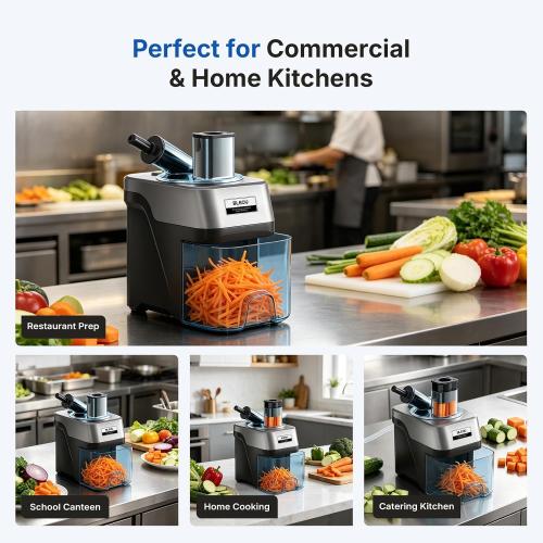 Bleou 5-in-1 Commercial Electric Vegetable Chopper, 330LBS/H Heavy Duty Food Dicer & Veggie Slicer with Magnetic Safety Lid, Stainless Steel Blades, Ideal for Restaurant & Kitchen