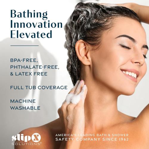 SlipX Solutions 39x16 Power Grip Non Slip Bathtub Shower Mat, Aqua | Stronger Wet Surface Protection, Soft Under Foot, 265  Suction Cups, Large Drainage Holes