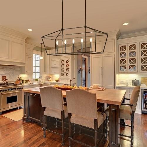 MantoLite Farmhouse Chandelier 5-Lights Black Kitchen Island Dinning Light Fixtures Industrial Height Adjustable Hanging Pendant Lighting Metal E12 Rustic Chandeliers for Dinning Room（No Bulbs）