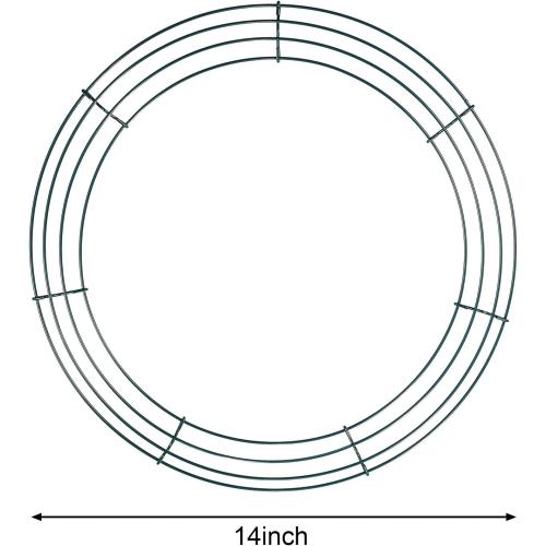 2 Pack Christmas Wire Wreath Frame Wire Wreath Making Rings Green for New Year Valentines Decoration (14 Inch)