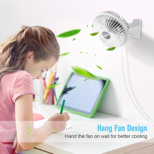 BESKAR USB Small Desk Fan, Portable Fans with 3 Speeds Strong Airflow, Quiet Operation and 360°Rotate, Personal Table Fan for Home,Office, Bedroom- 3.9 ft Cord/White