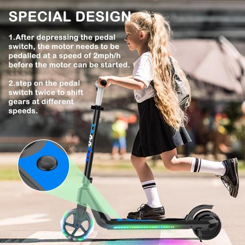Electric Scooter for Kids Age 6-10, Kick-Start Boost Scooter with Adjustable Speed and Height, Flash Wheel & Deck Lights