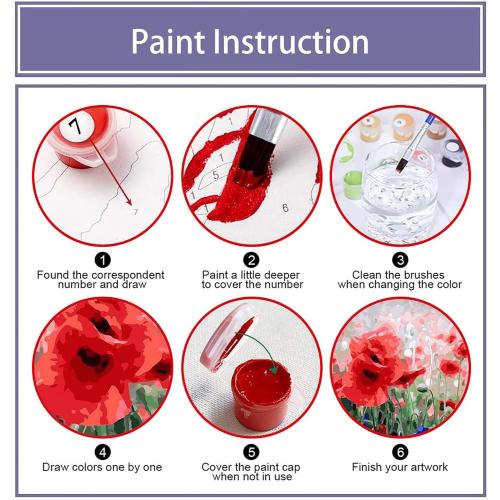 MaiMMaledy Paint by Numbers Kit for Adults Beginners Canvas Pictures with Framed Drawing Painting with Wooden Triangle Easel Pink Flowers *missing paint*