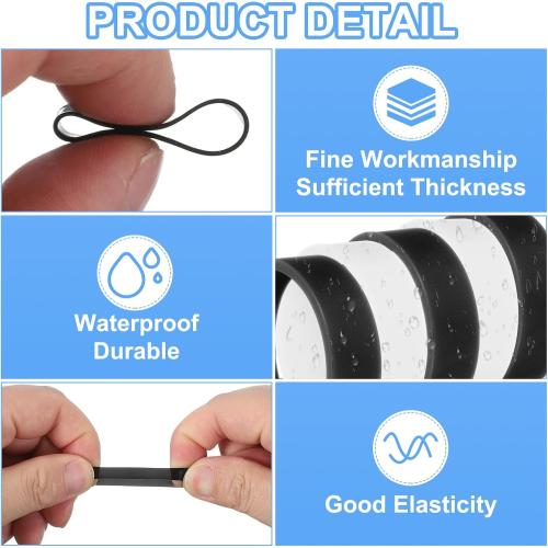 uxcell 60Pcs Silicone Rubber Bands,6mm/0.2 Rubber Bands Rings Cable Ties Strong Elastic Bands Non-Slip for Cord Wrapping Bag Wraps, Black