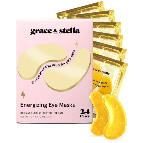 grace & stella Award Winning Under Eye Mask - Birthday Gifts for Women - Gel Eye Patches for Dark Circles, Puffy Eyes, Undereye Bags - Gifts for Mom - Vegan Self Care (24 Pairs, Gold)