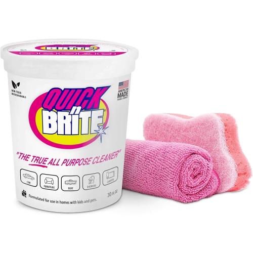 Quick 'n Brite All Purpose Cleaning Paste – Miracle Cleaner for Tough Stains, Biodegradable, Non-Toxic, Pet-Safe, Multi-Surface Stain Remover, Made in USA, 32 Oz Kit