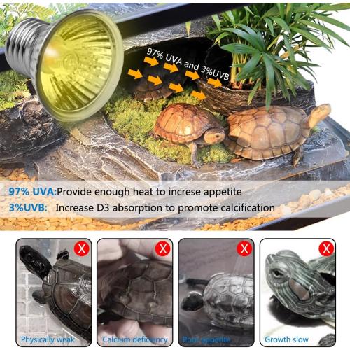 DOMICA Turtle Heat Lamp   2 Heating Bulbs (50W,35W), Reptile UVA UVB Basking Spot Lamp, Warming Light with Clamp for Tortoise, Lizard, Snake, Leopard Gecko, Beared Dragon, Brooder Box