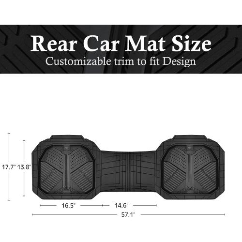 CAR PASS Heavy Duty Rubber Rear Car Mat, Deep-Dish Odorless Car Floor Mats All Weather, Universal Trim-to-Fit for SUVs Trucks Sedans, Waterproof Anti-Slip, Black