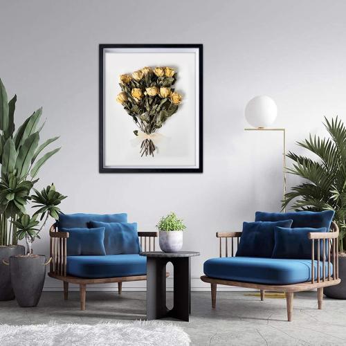 Black 16x20 EKMAX Shadow Box Frame in Black with Soft Linen Back - Composite Wood with Plexiglass for Wall and Tabletop