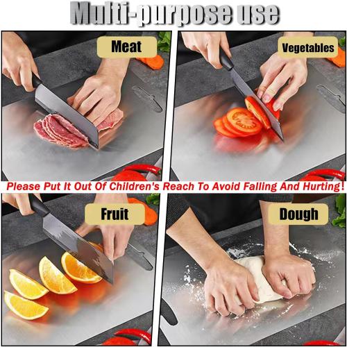 3 PCS 304 Stainless Steel Cutting Board For Kitchen, Meat Cutting Board, Edge Smoothing, Food Grade Stainless Steel, Easy To Clean, Kitchen Tool(S M L)