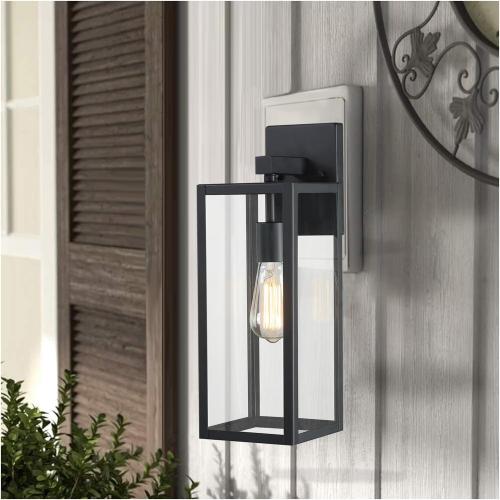 2 Pack Large Outdoor Sconce Lights,18 Inch Outdoor Wall Lantern Light,Exterior Sconce Metal and Glass Large Porch Light, Black Outdoor Lanterns for Front Porch Garage Balcony