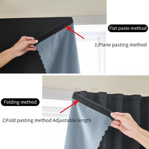 AJAZZ 100% Blackout Self Adhesive Curtains Small Window Short Temporary Black Out Curtains Easy to Install Used for Bedroom Kitchen Window Cover (Black, 35 W x 48 L 1 Panel)