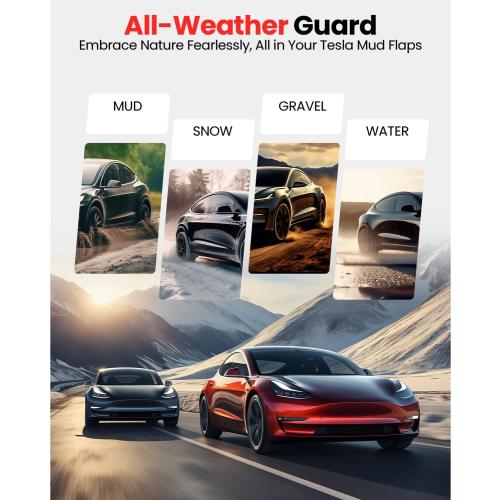 REEVAA 2025 Tesla Model 3 Highland Accessories - Mud Flaps [Protect Paint, No Drilling Required] All-Weather Mud Guard Body Kits for Model 3 Highland 2024-2025, Black (Set of 4)