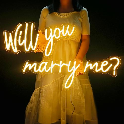 Will You Marry Me Neon Sign Large, 44 Dimmable Will You Marry Me Sign for Wall Decor, LED Neon Lights Sign for Engagement Party, Wedding, Proposal, Valentine's Day, Wedding Company, Warm White