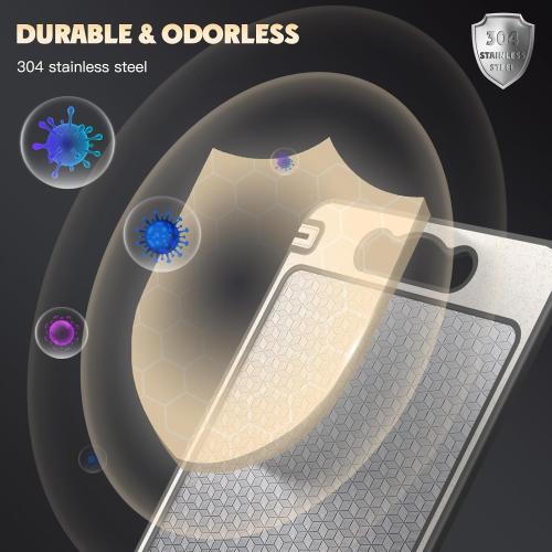 Size 15x10 Stainless Steel Cutting Board, Double Sided Chopping Board for Kitchen, Scratch-resistant Mesh Design, Non Toxic, Juice Groove, Dishwasher Safe, 304 Stainless Steel and Wheat Straw PP (15×10 In）