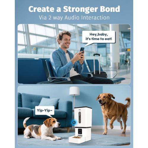 Automatic Dog Feeder Large Breed with Camera - 12L/50 Cups 5G WiFi App Control Dog Food Dispenser, Easy Setup, HD 1080P Video with Night Vision by Yakry